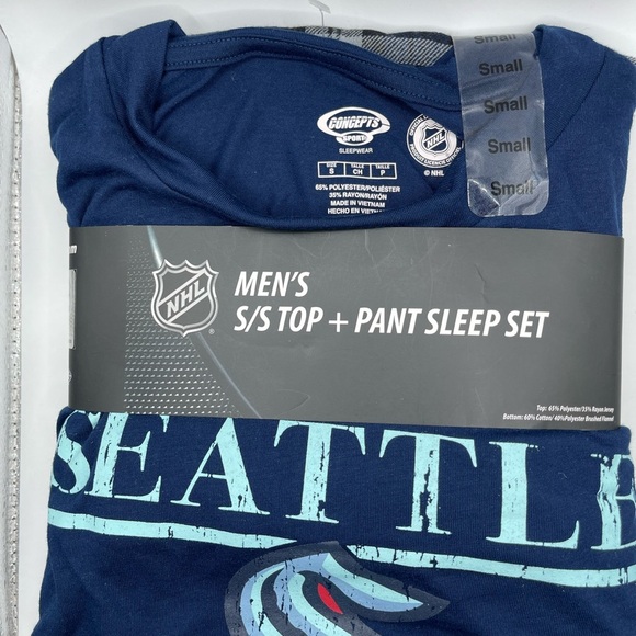 NHL Krakken Men’s Pajama Logo Set Small Athletic Wear Lounge Game Day Gear - Picture 5 of 5